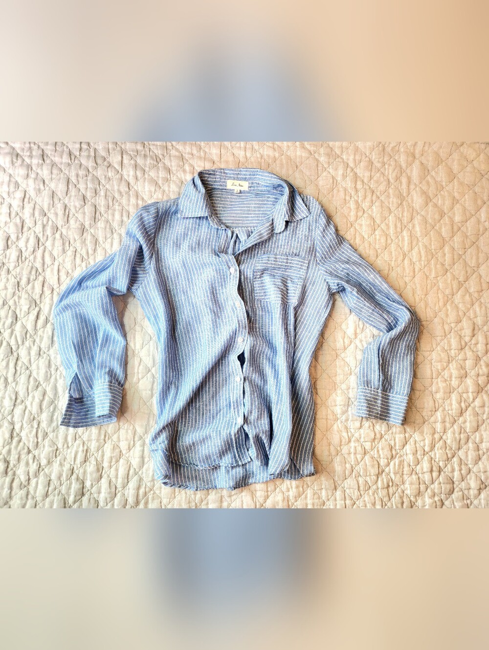 Love Notes Light Blue Striped Men’s Button-Up Shirt